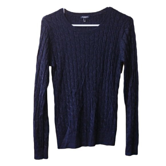 Talbots Sweaters - Talbots Black Metallic Sparkly Cable Knit Sweater Rayon Med